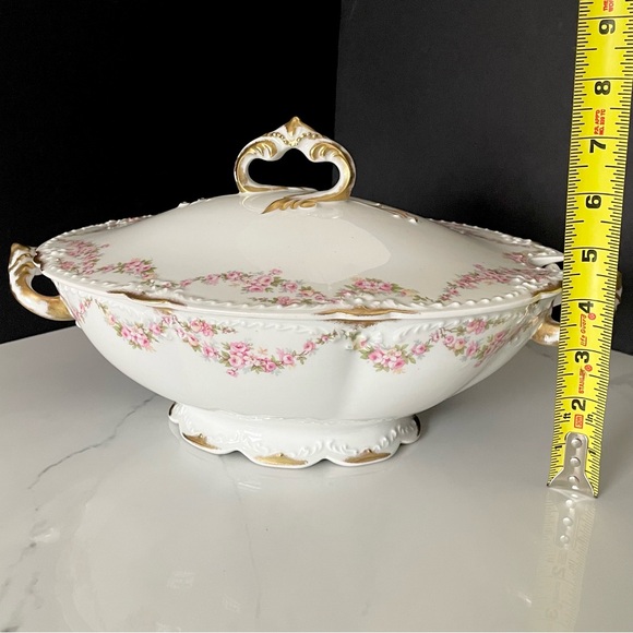 Pink Roses Floral & Gold Tureen - Elite Limoges - Picture 14 of 15